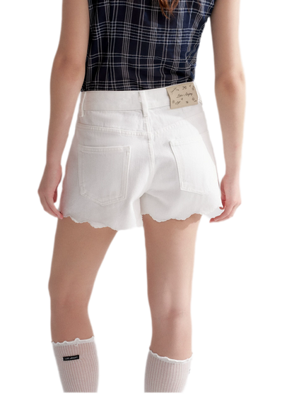 Eyelet Embroidered Denim Shorts