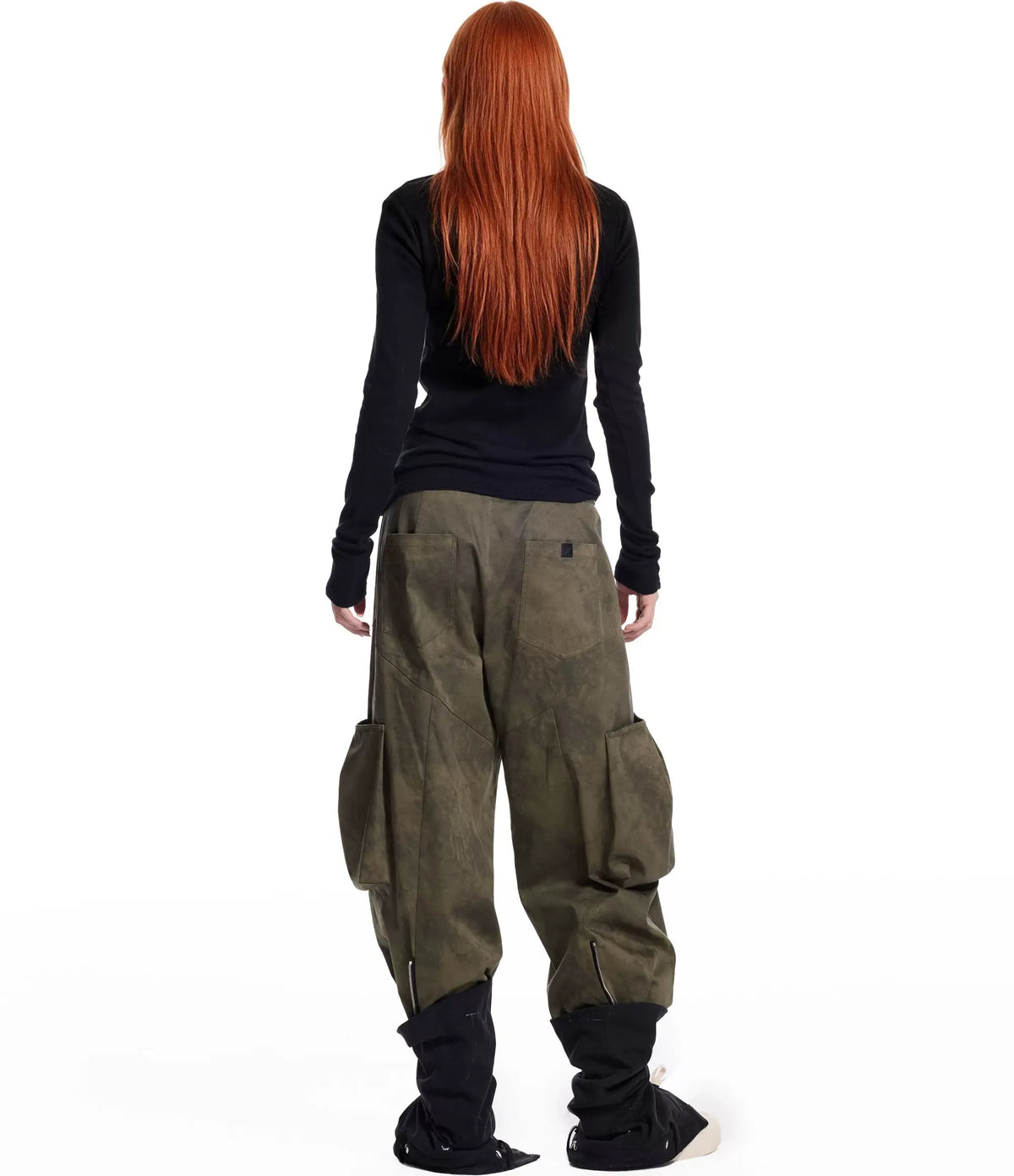 Washed Twill Wide-Leg Pants