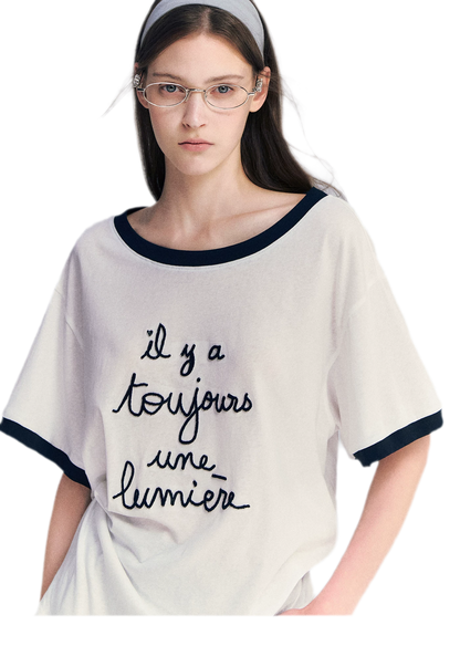 Contrast Rib Knit T-Shirt