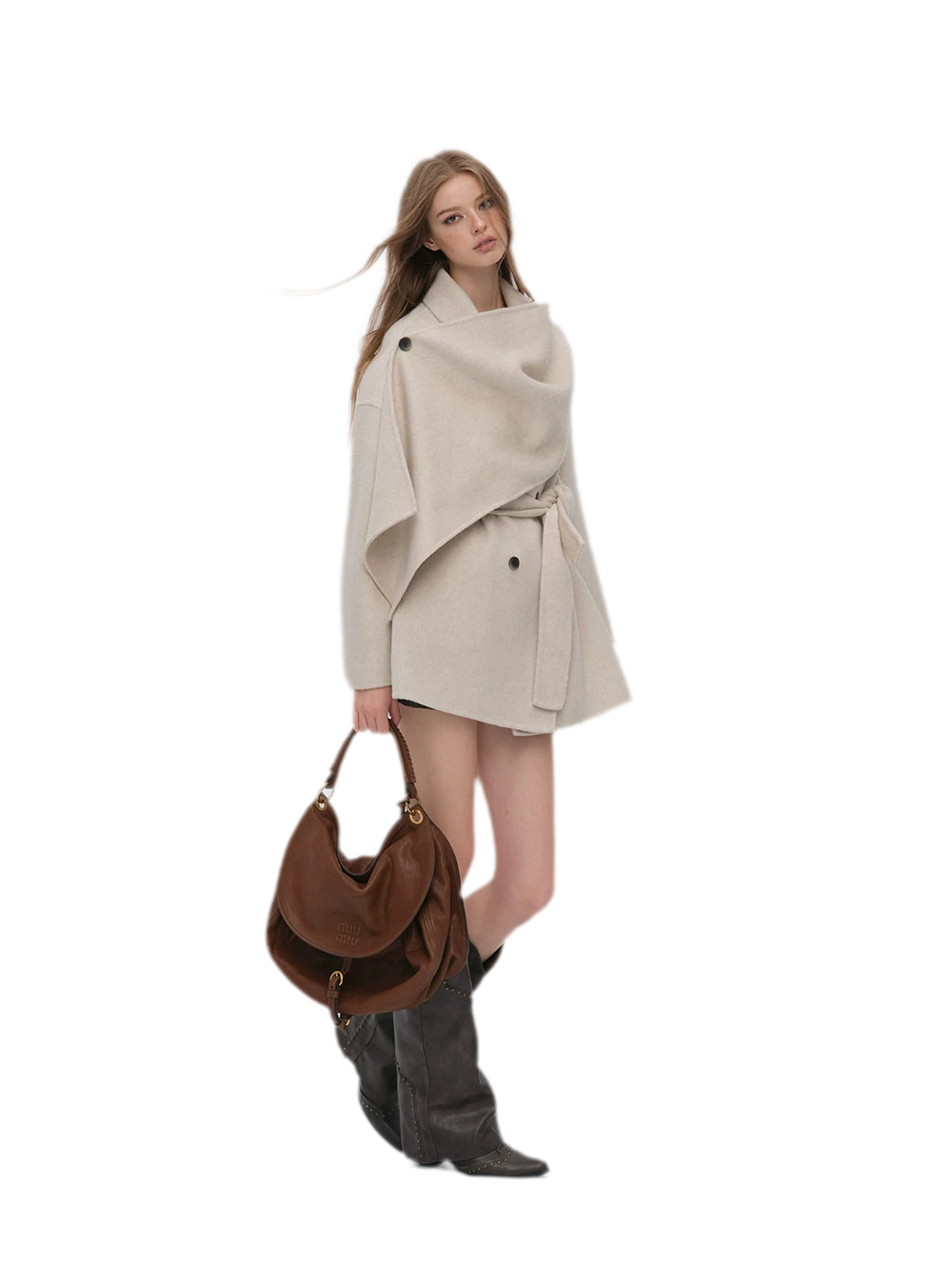 Double-Faced Wool Cape Coat