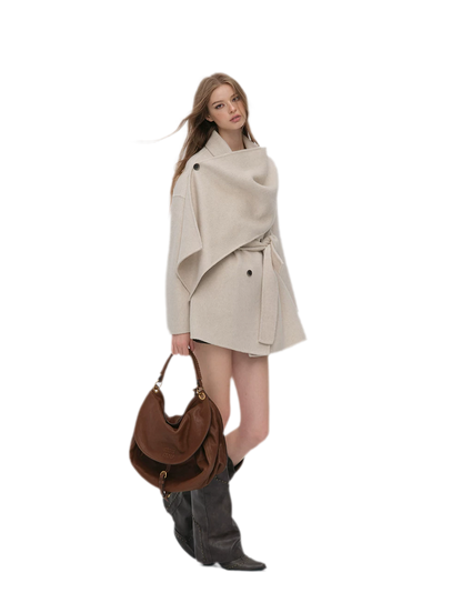 Double-Faced Wool Cape Coat