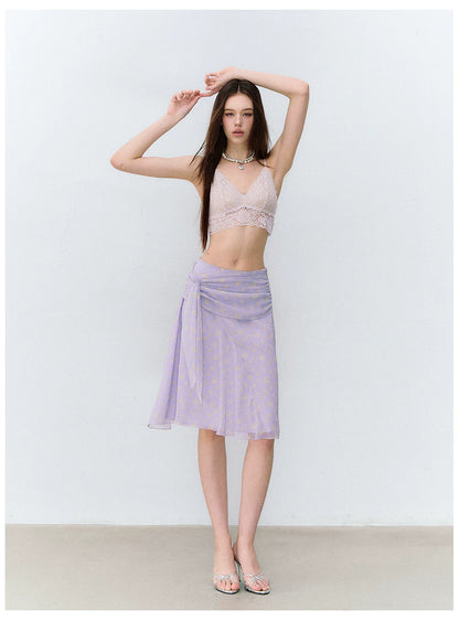 French Style Floral Chiffon Skirt