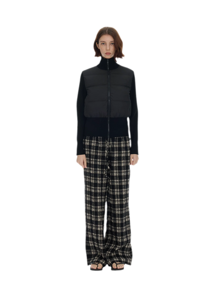 短款针织拼接羽绒服