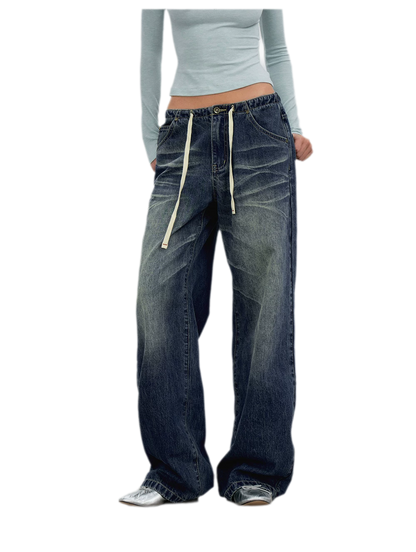 Vintage Wash Wide-Leg Jeans
