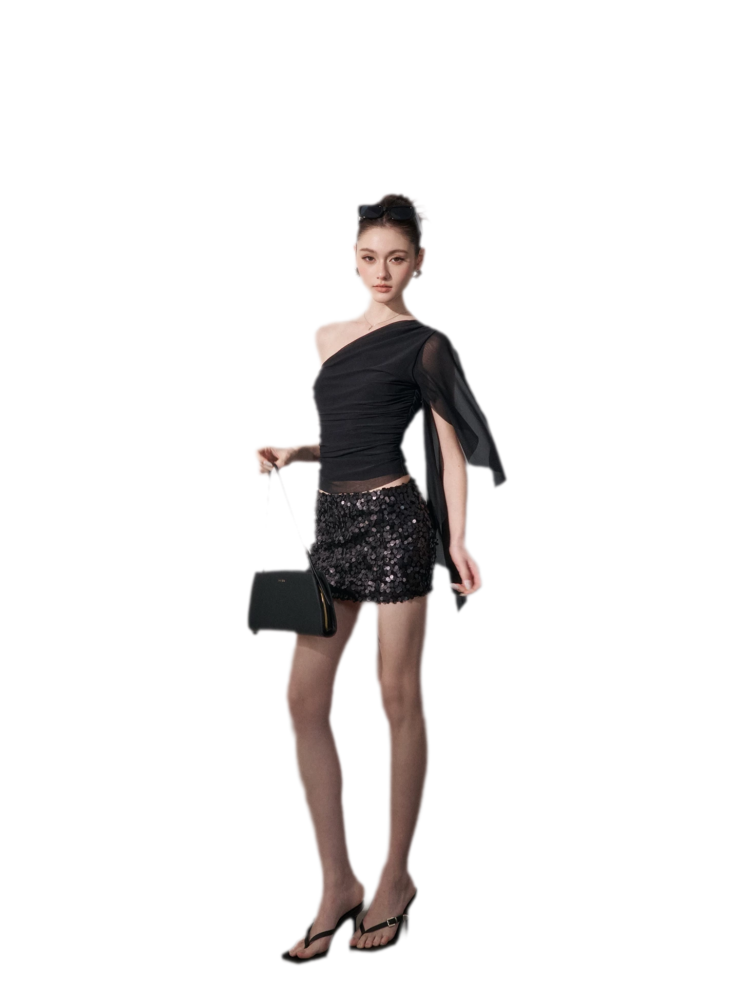 One-Shoulder Ruched Set