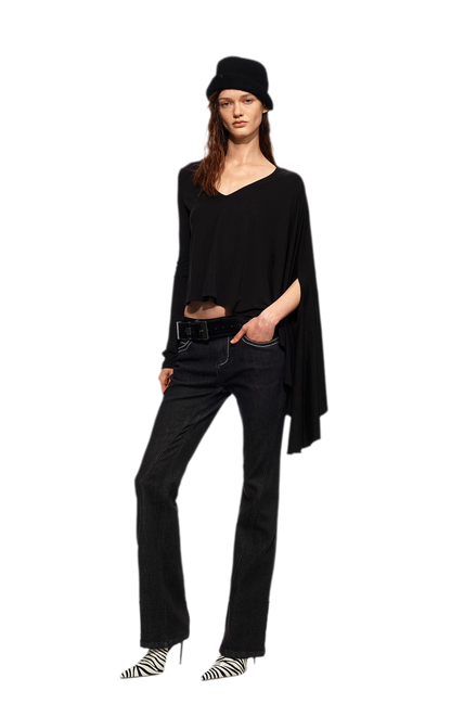 Tencel Geometric Panel Straight-Leg Jeans
