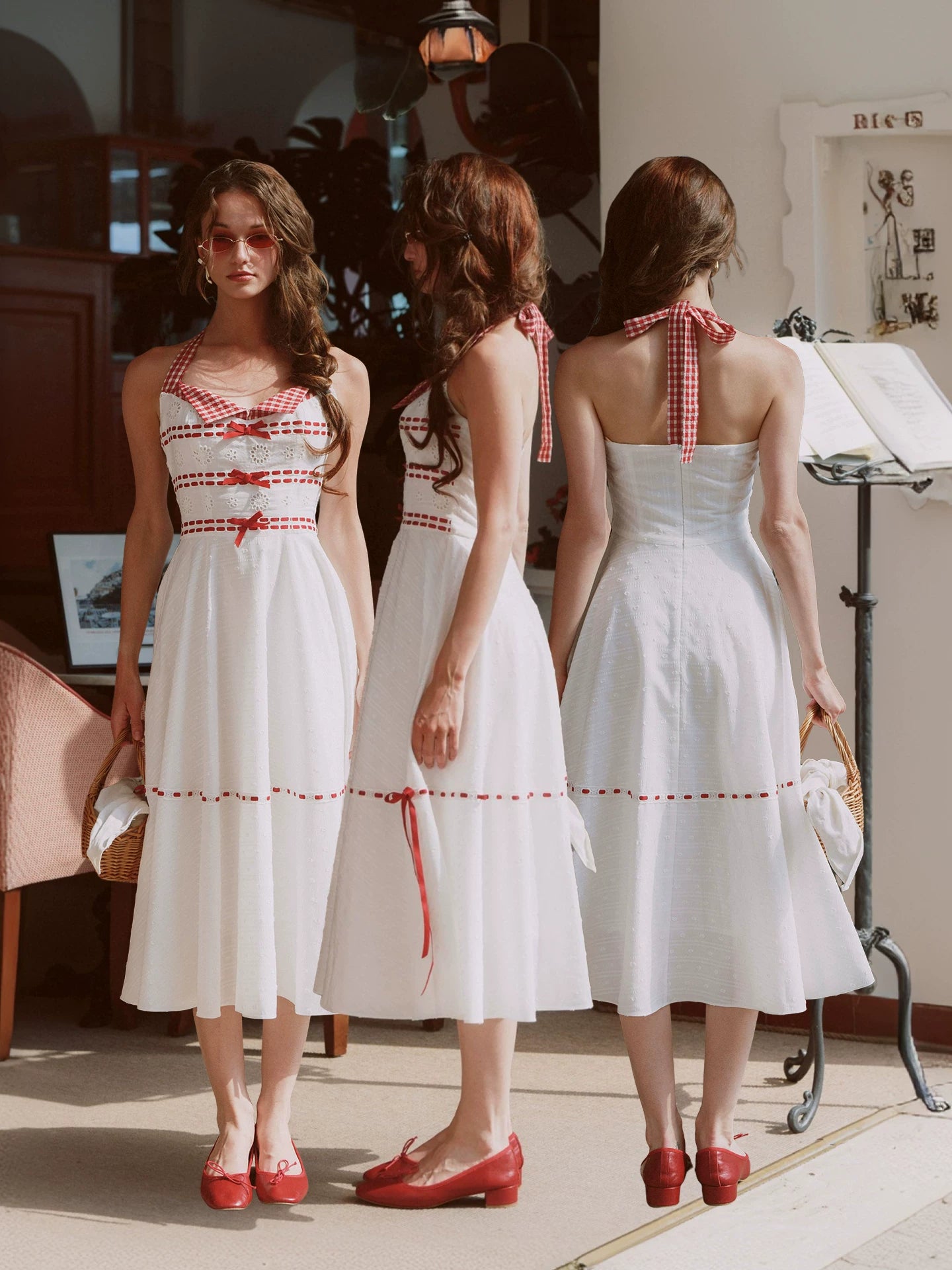Cotton Embroidered Halter Dress