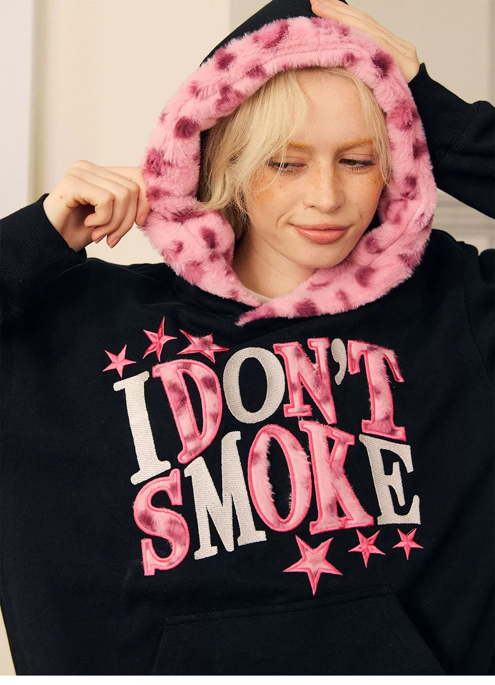 Fleece Faux-Fur Appliqué Hoodie