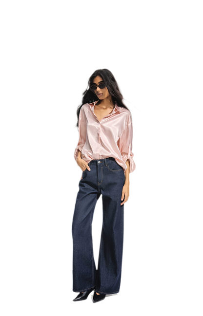 Jeans met contrasterende stiksels en hoge taille