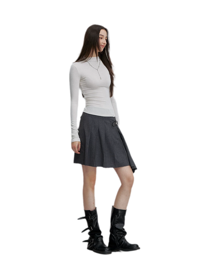 Asymmetric Pleated Strap Skirt
