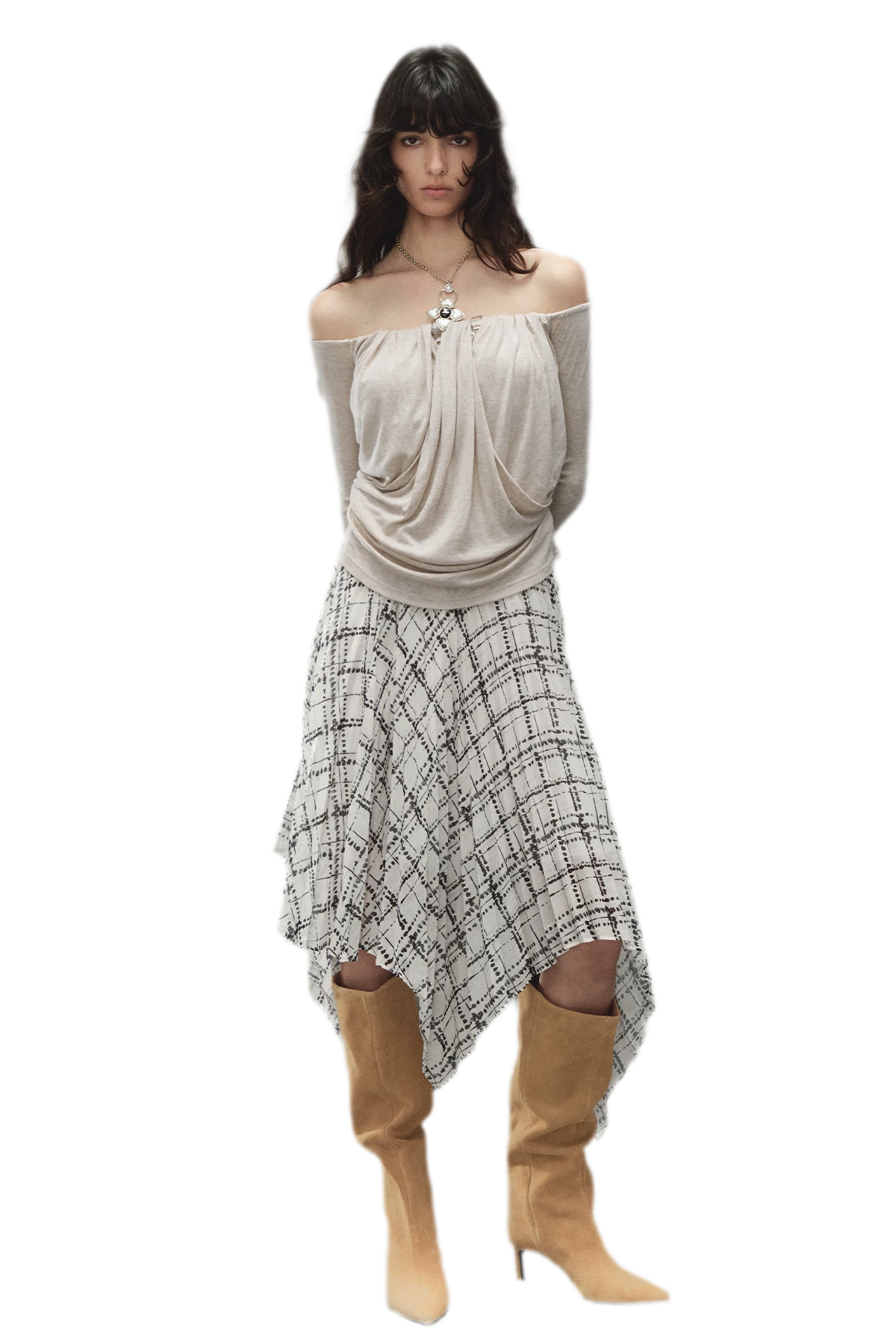 Tencel Wool Off-Shoulder Top