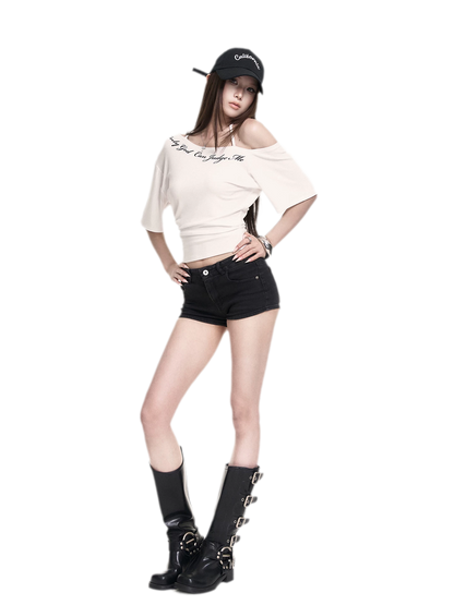 Asymmetric Halter Crop Tee