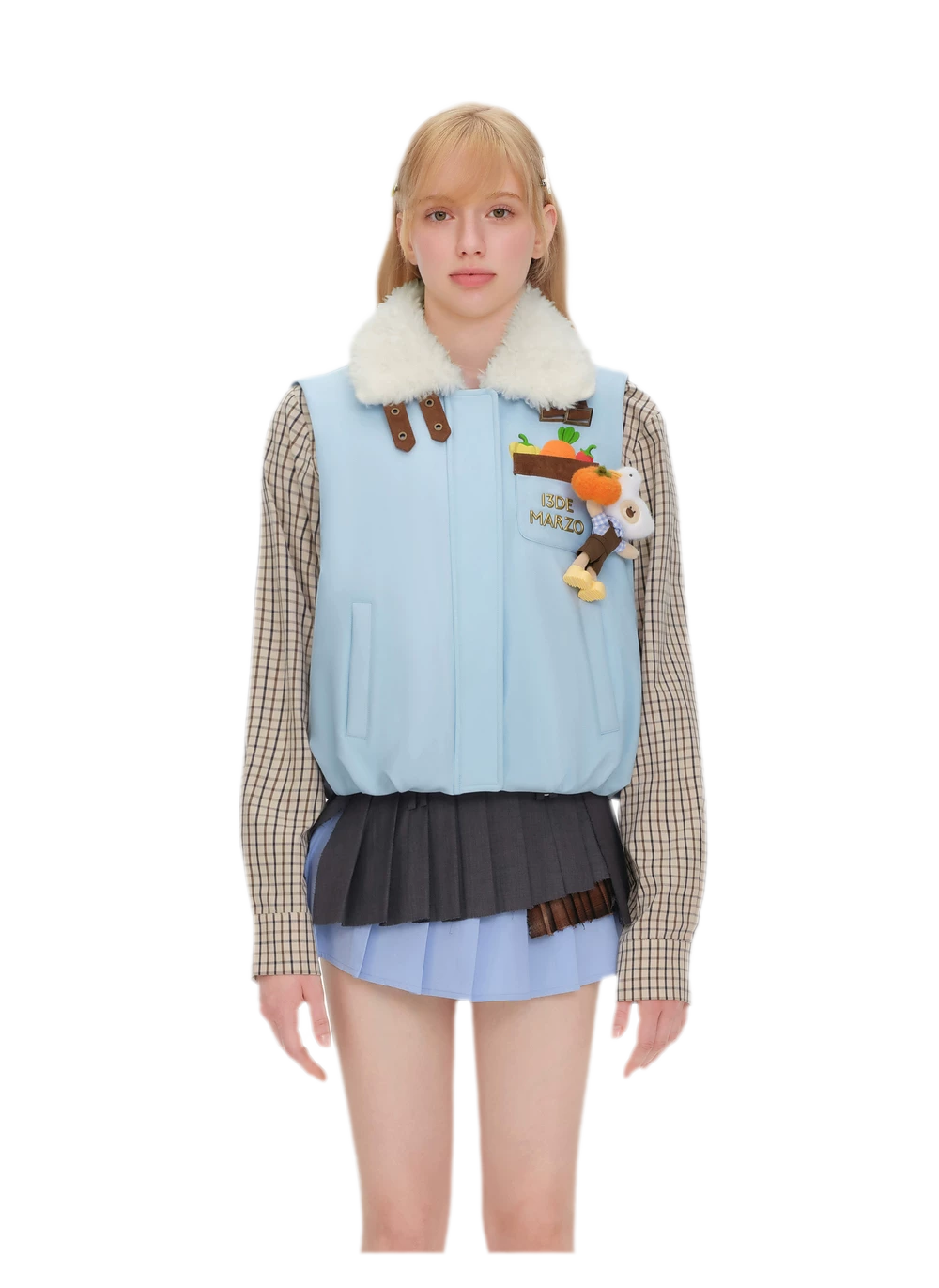 Textured Faux-Fur Collar Vest