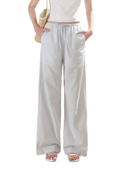 Linen Cotton Wide-Leg Trousers