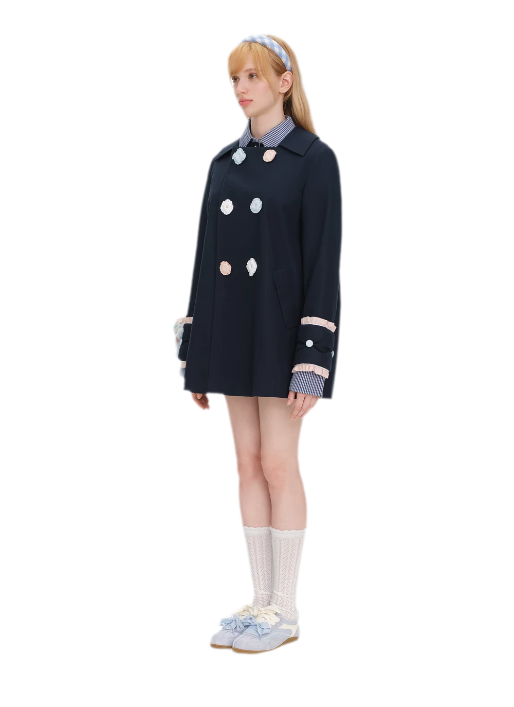 Textured Cotton Double-Breasted Trench Dress