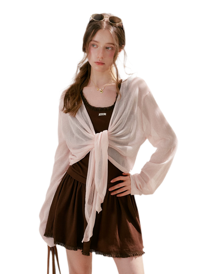 Airy Layered Short Knit Cardigan