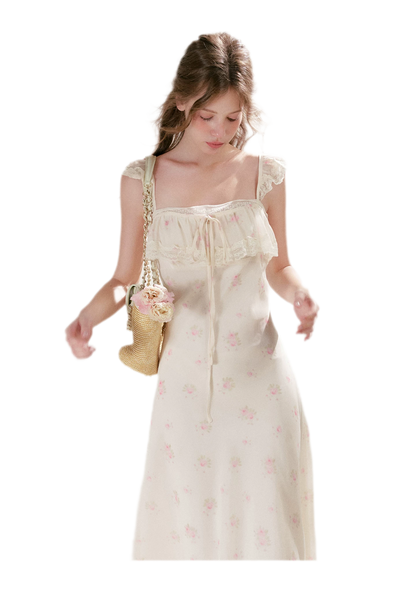 Rose Print Lace Dress