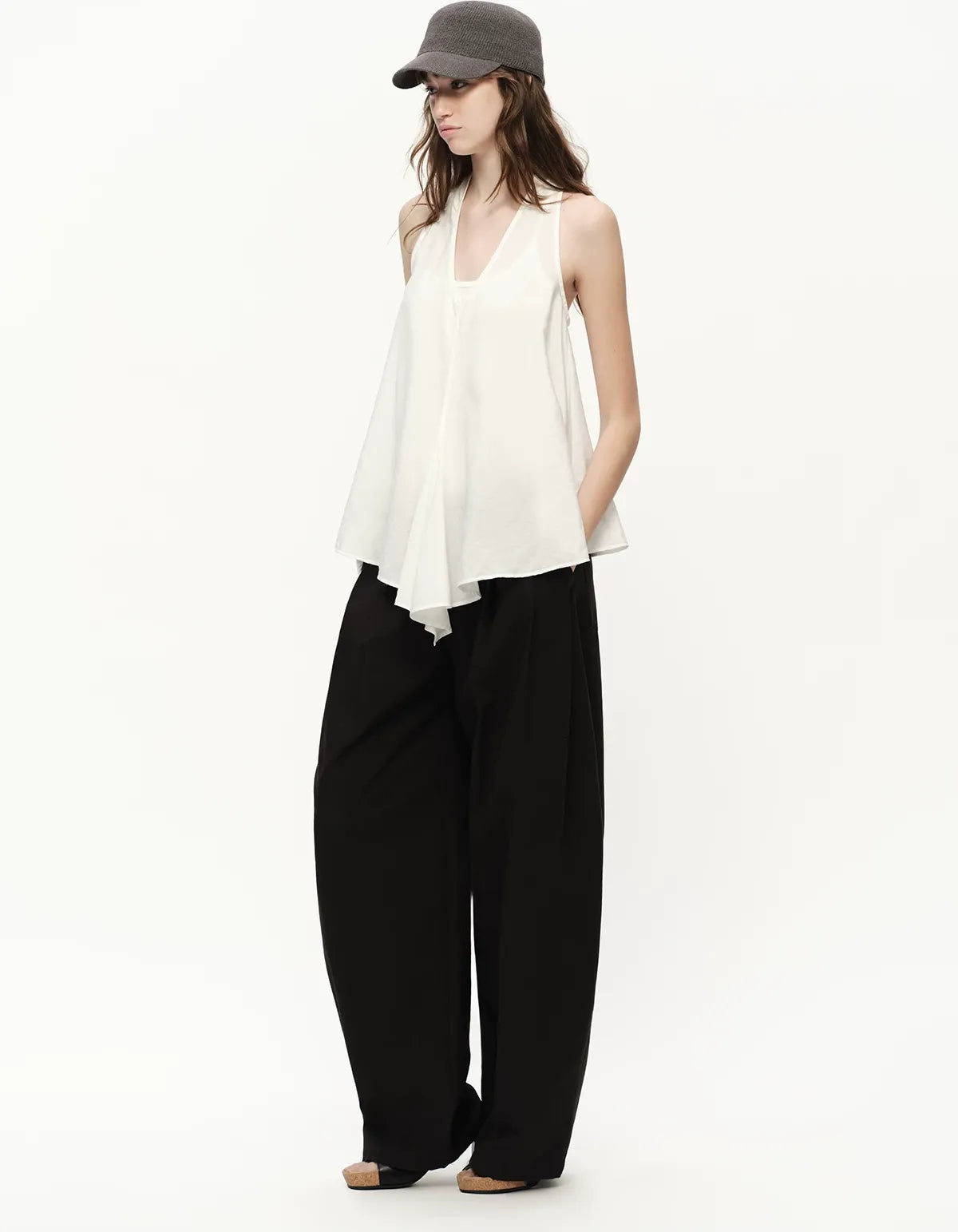 White Lyocell V-Neck Cami