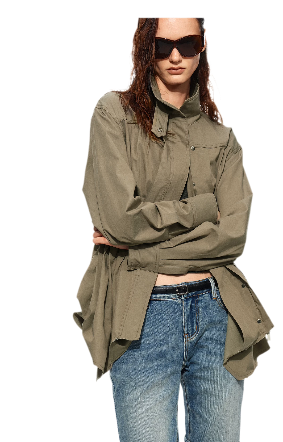 Pleated Fitted Utility Jacket