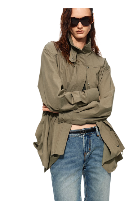 Pleated Fitted Utility Jacket