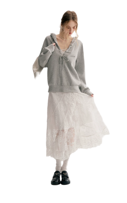 Cotton-Feel Ruched Oversized Hoodie