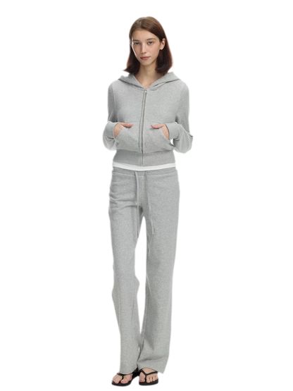 Washed Ribbed Low-Rise Sweatpants
