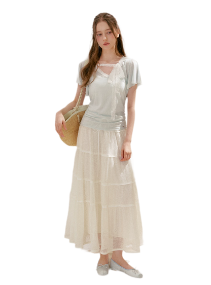 Snowflake Tencel Linen Lace T-shirt