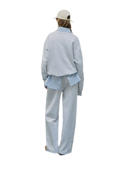 Cotton Curved Wide-Leg Pants