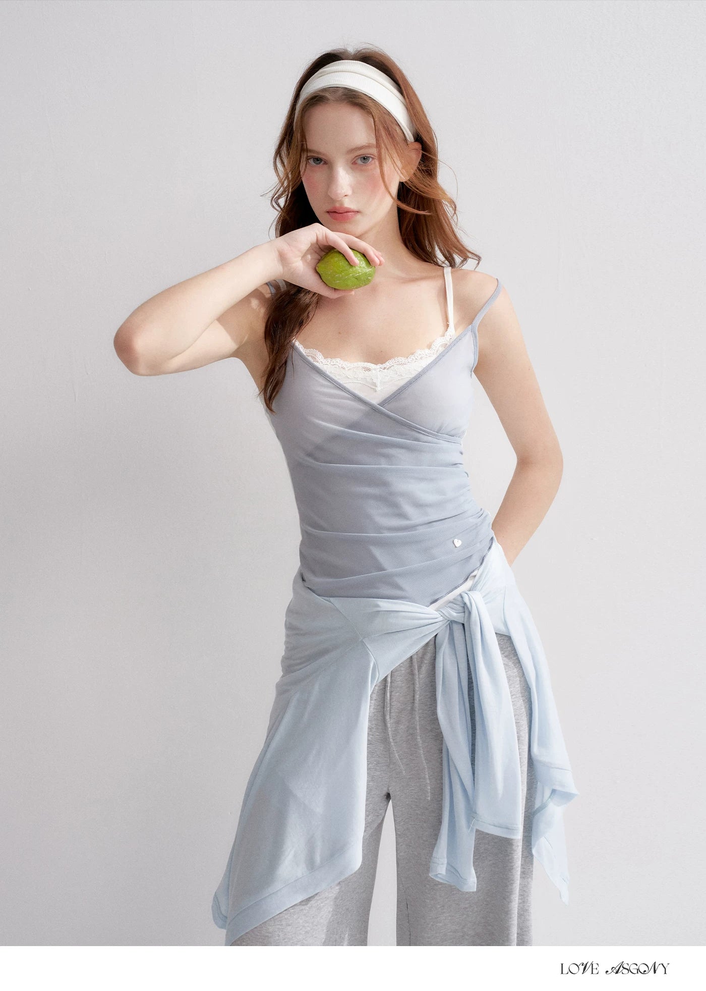 Lyrical Lace Spliced Cross Mesh Camisole Top