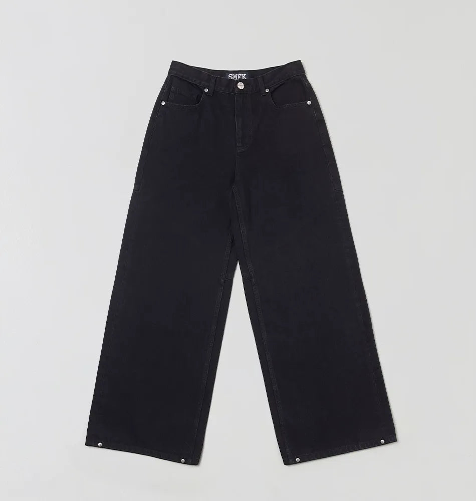 Classic Black and White Wide Leg Jeans