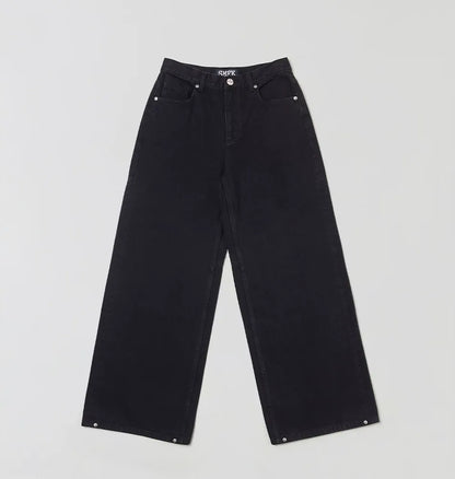 Classic Black and White Wide Leg Jeans