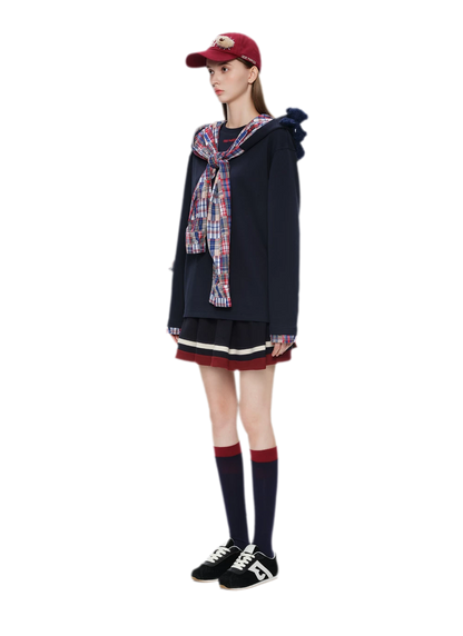 Deconstructed Plaid Hooded T-Shirt