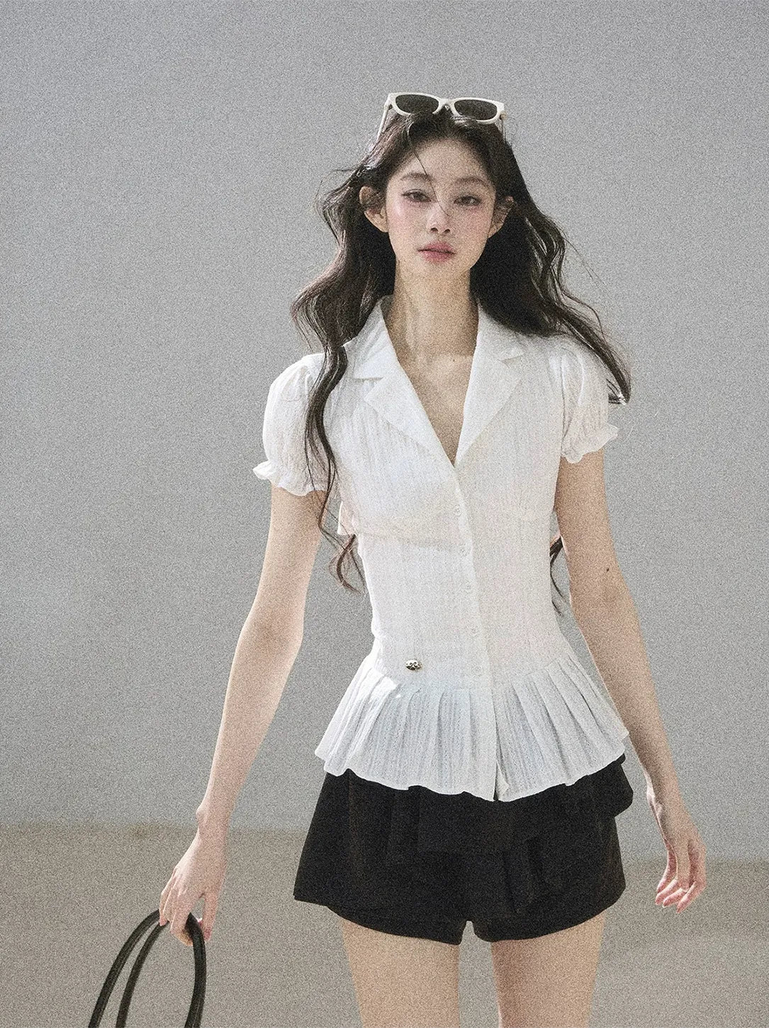 Textured Puff Sleeve Blouse