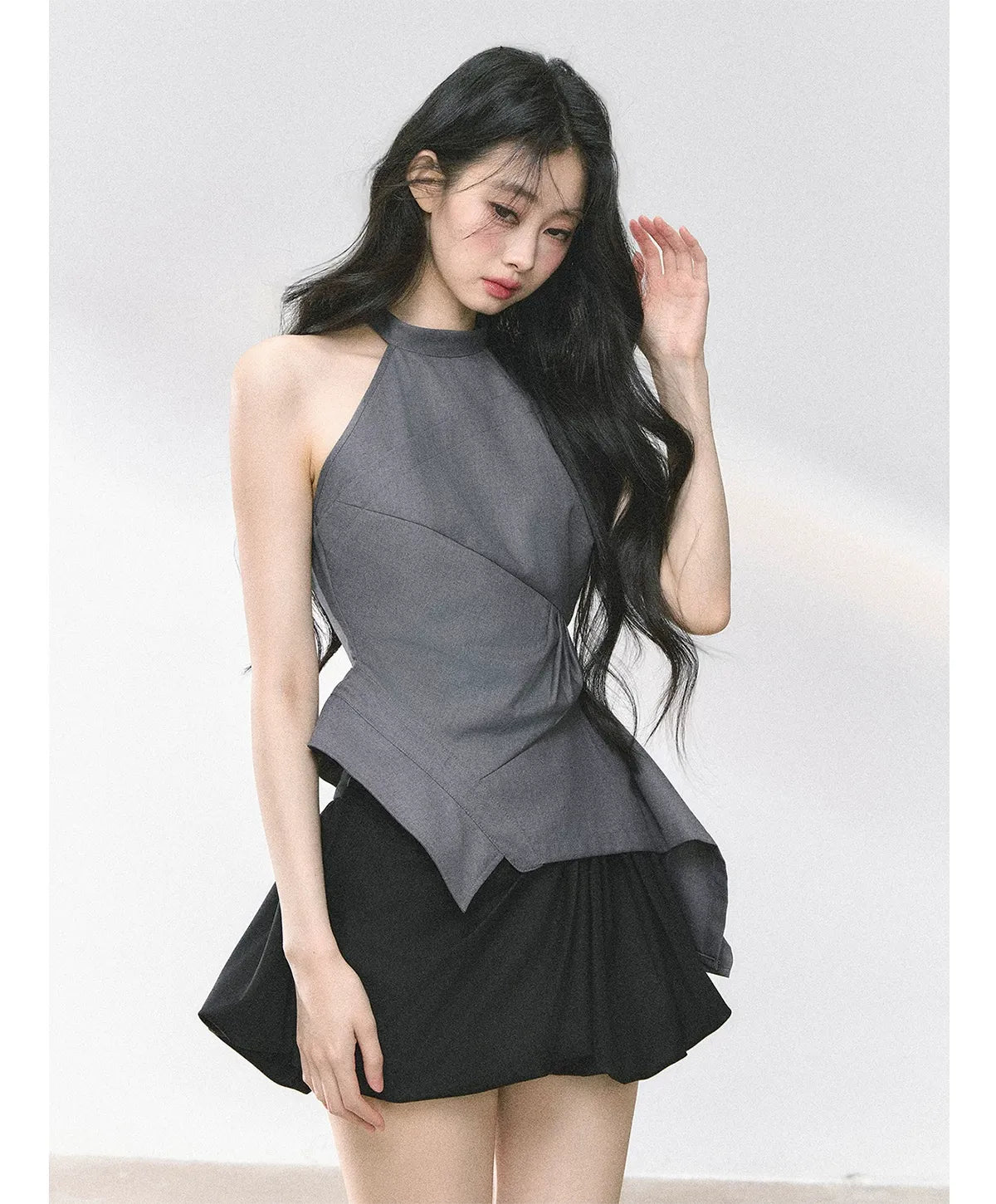 Halter Sculpted Crop Tee