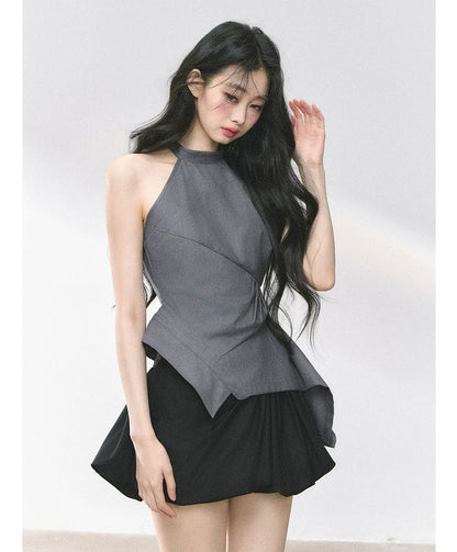 Halter Sculpted Crop Tee
