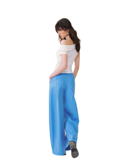 Asymmetric Off-Shoulder Tee Pants Set