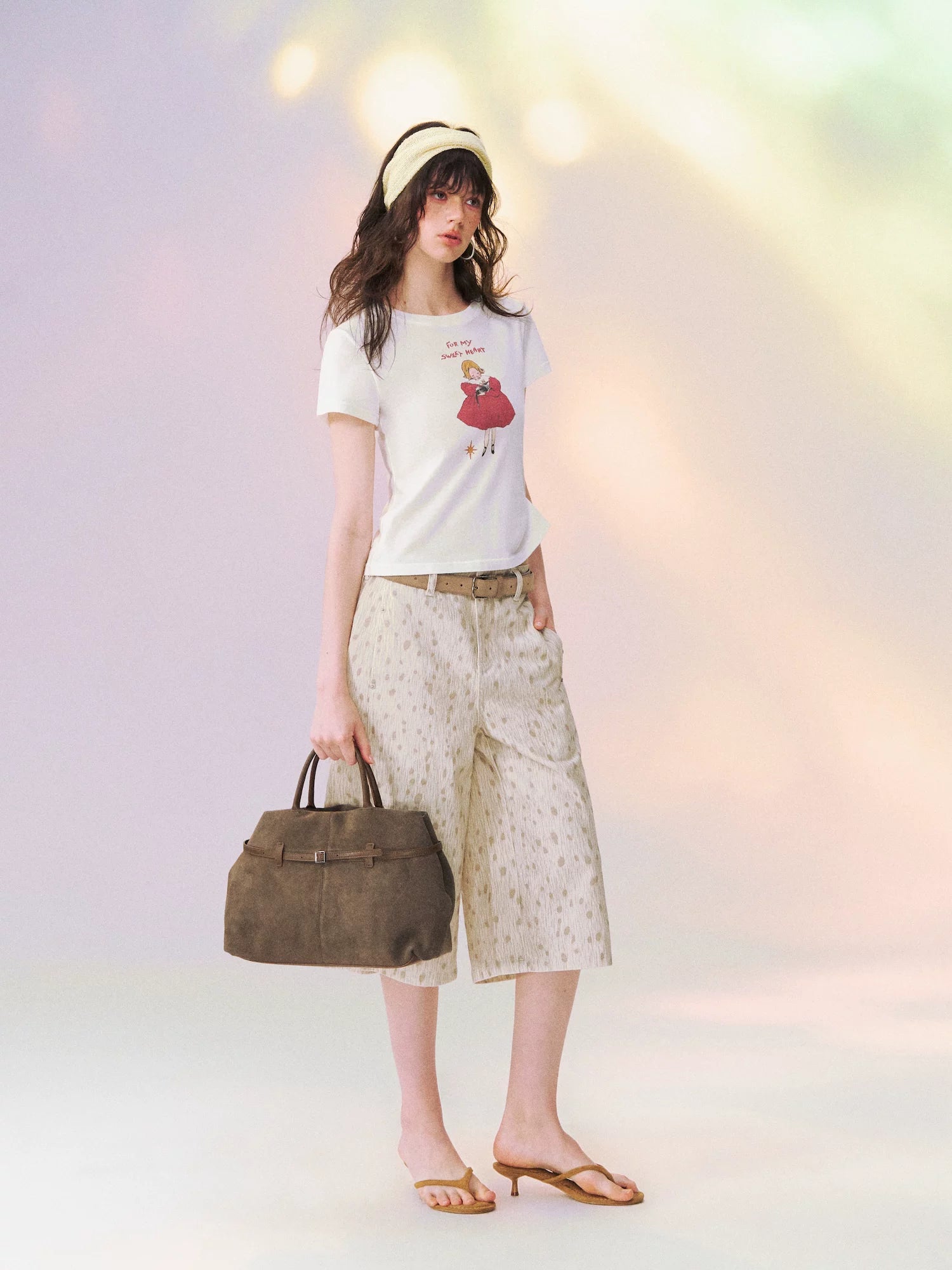 Spotted Deer Denim Mid-Length Shorts
