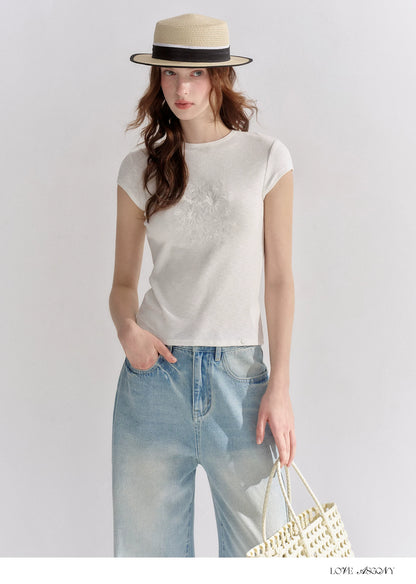 Embroidered Slim Fit Round Neck T-shirt