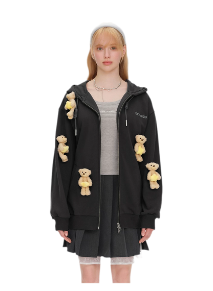 Bear Star Embroidered Hoodie