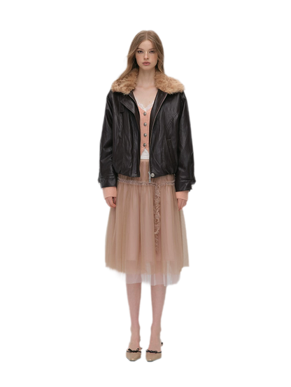 Metallic Leopard Collar Jacket