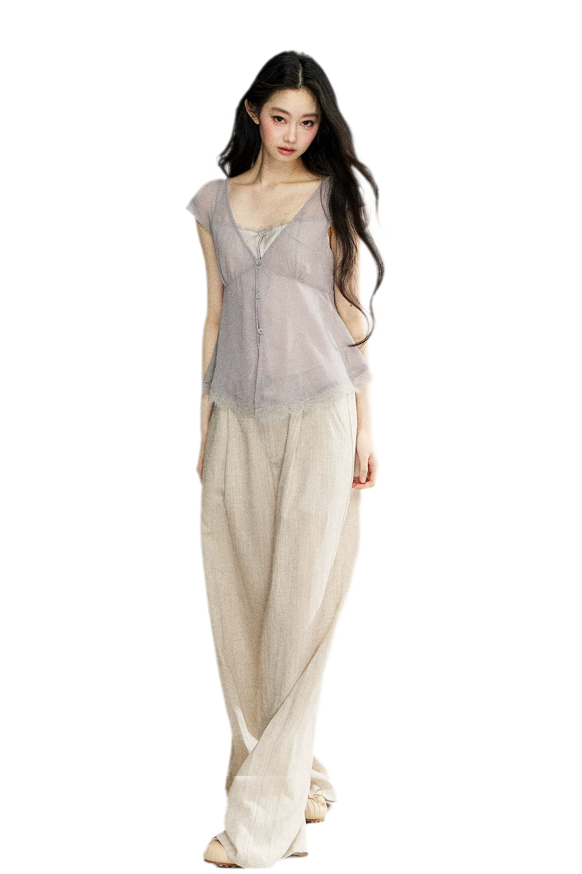 Linen Blend Wide Pants