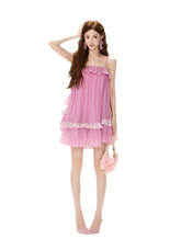 CYNR Romantic Contrast Chiffon Dress – view 11