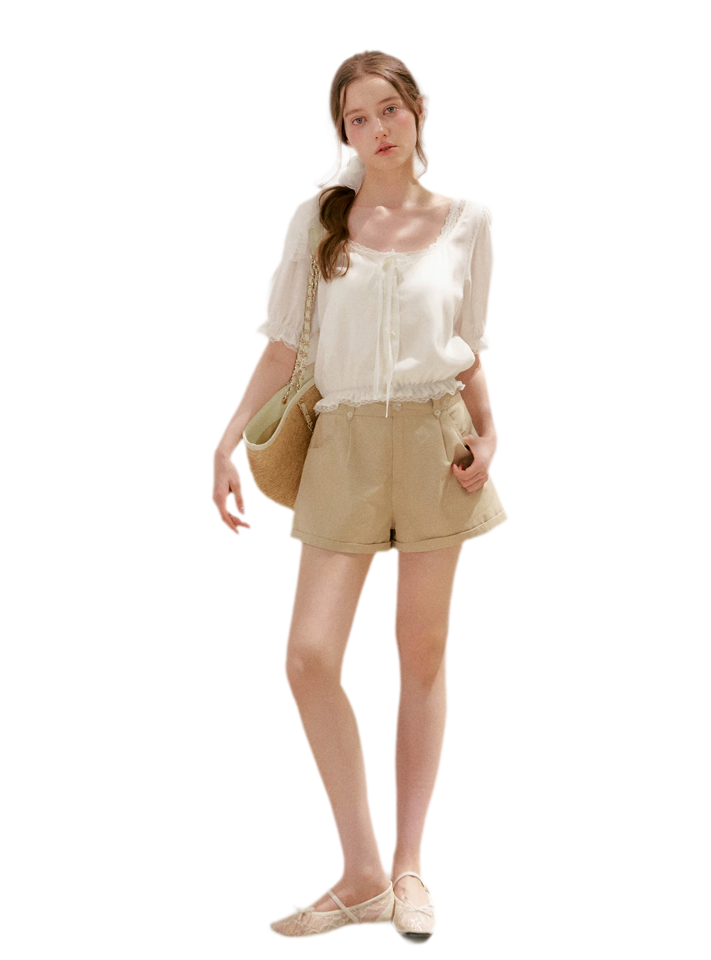 Modal Cotton Lace Trim A-Line Shorts