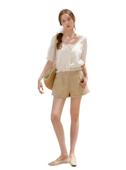 Modal Cotton Lace Trim A-Line Shorts