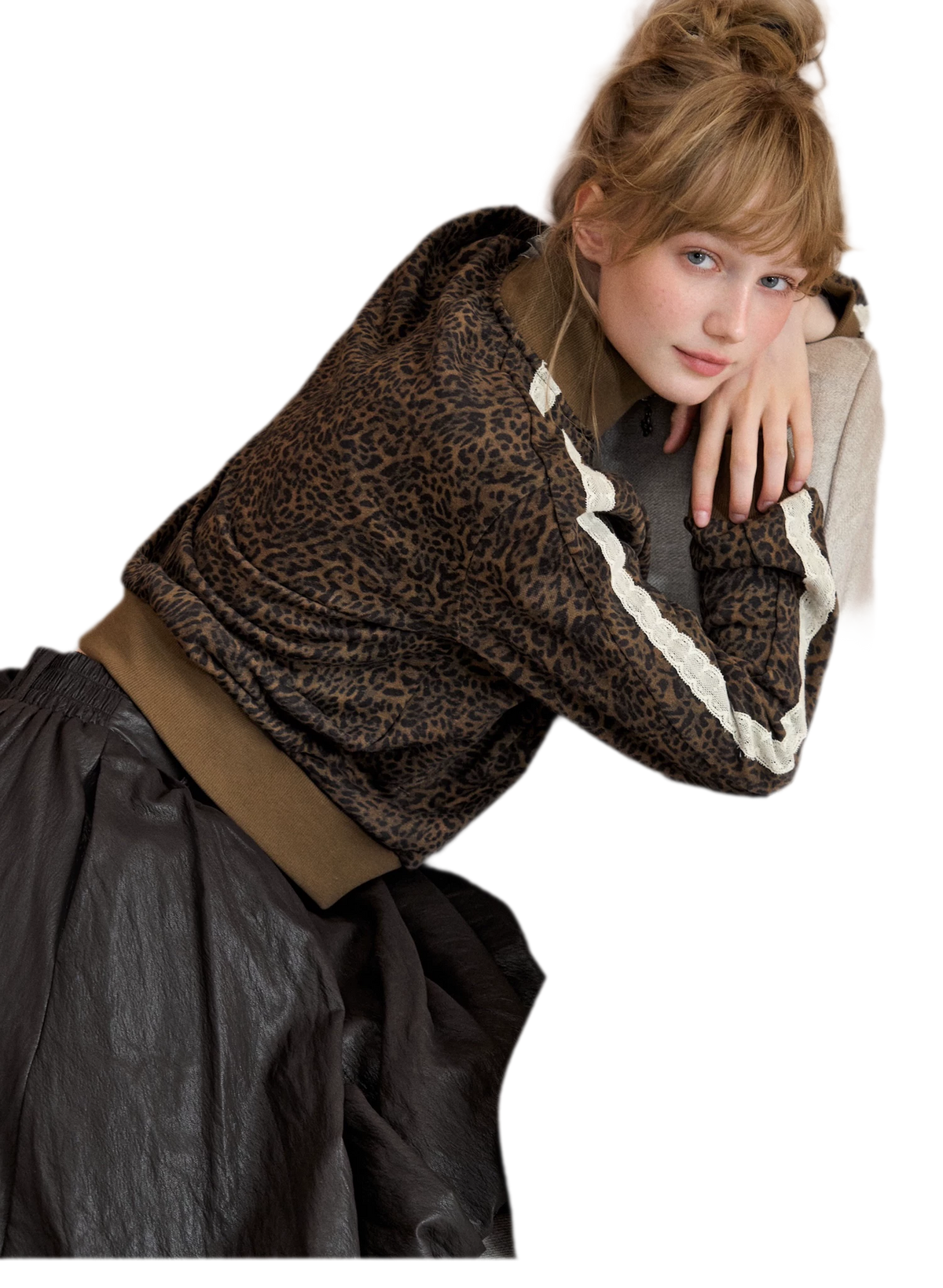 Leopard Print Cropped Zip Jacket