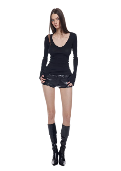 Glossy Faux Leather Shorts