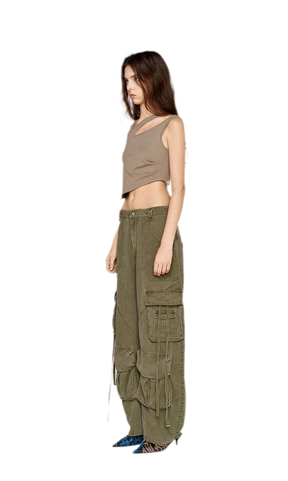 Deconstructed Asymmetric Cutout Tank Top