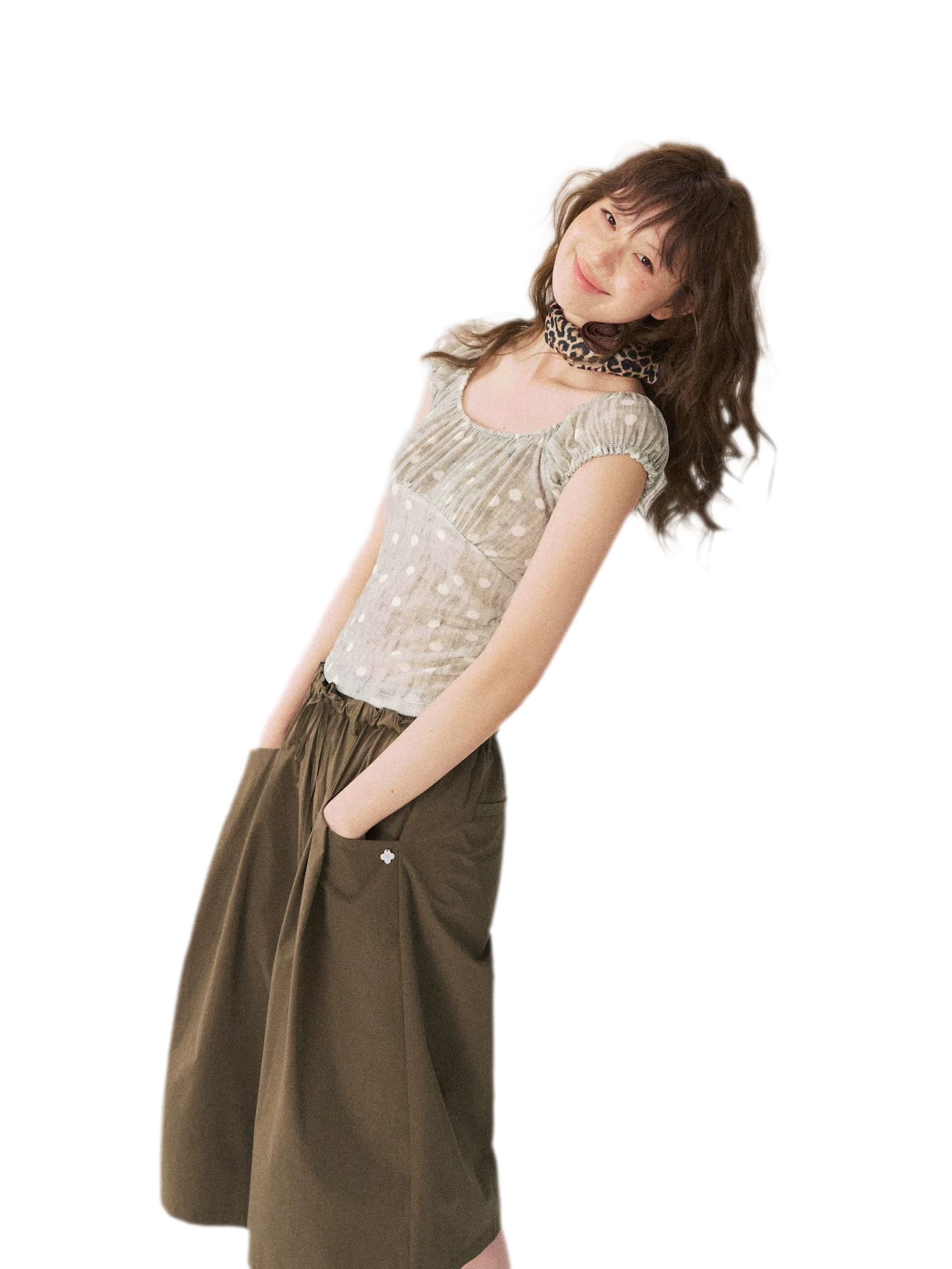 Polka Dot Ruched T-Shirt
