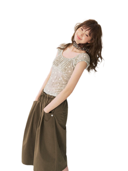 Polka Dot Ruched T-Shirt