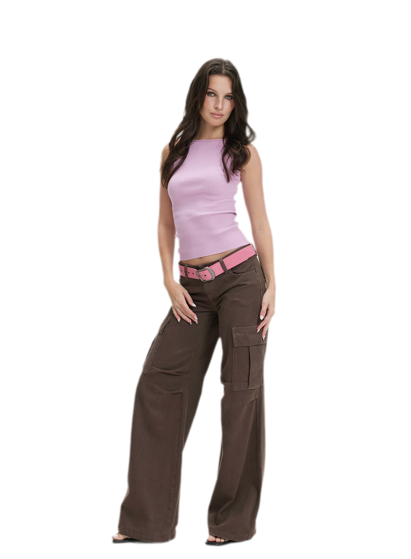Washed Cargo Wide-Leg Pants